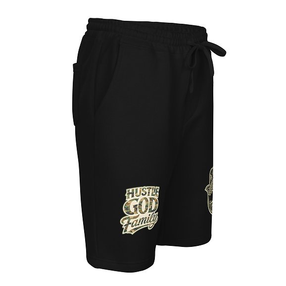 Hustle God Family Camo Logo Men’s fleece shorts